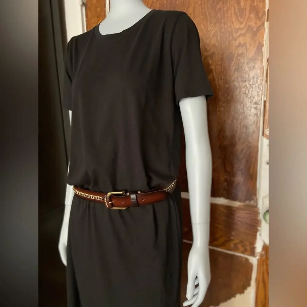 JCREW Black Short Sleeve Midi T-Shirt Dress sz XS